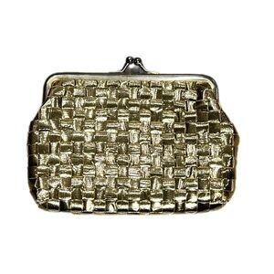 Vintage Ralfeaux Metallic Gold Woven Kiss-Lock money pouch lipstick wallet